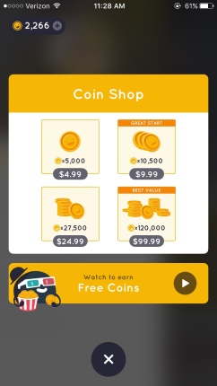 Click the bottom thing for free coins.